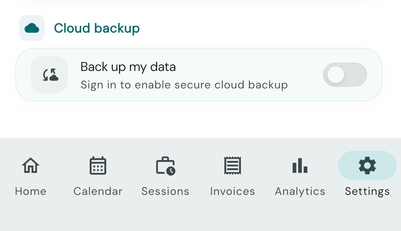 Cloud sync opt-in in Settings