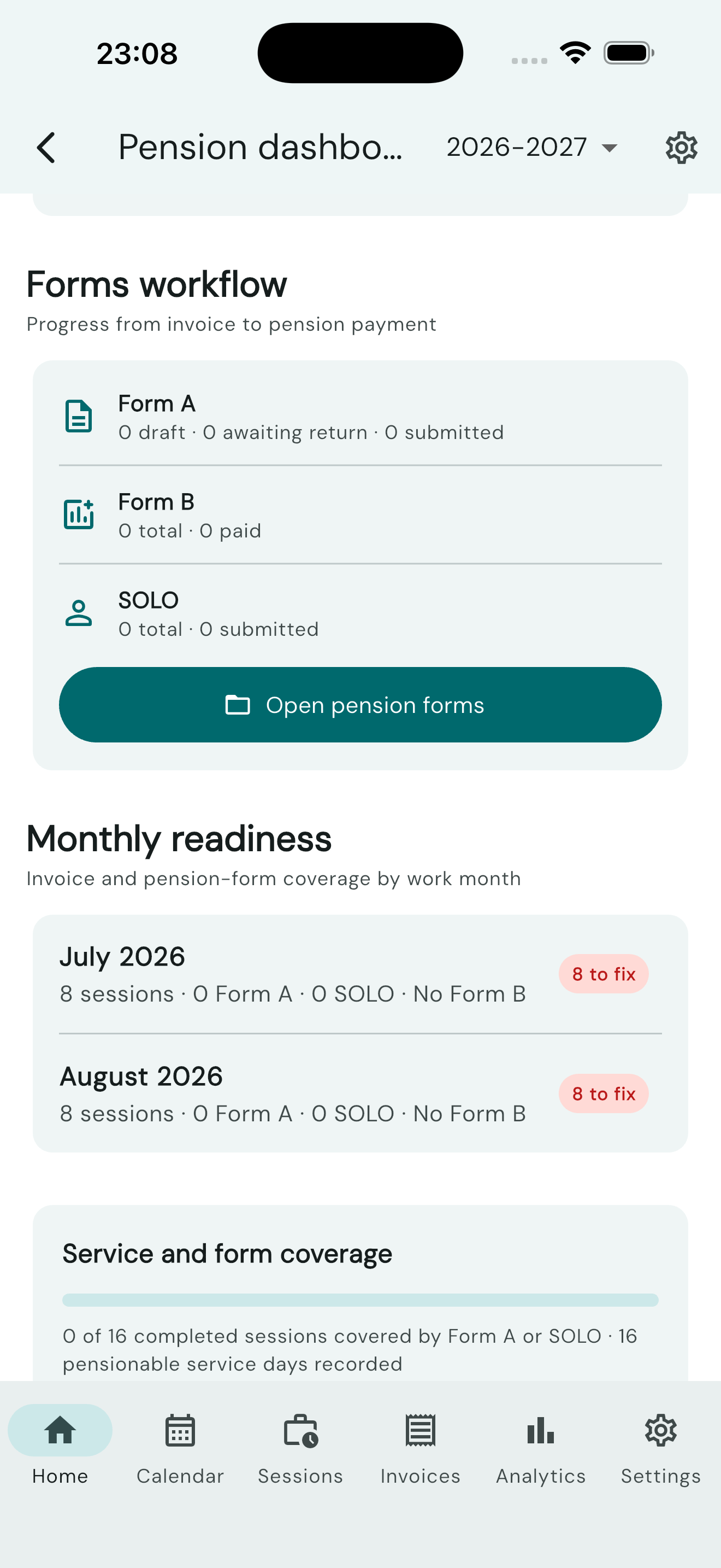 Generate Form A from selected sessions