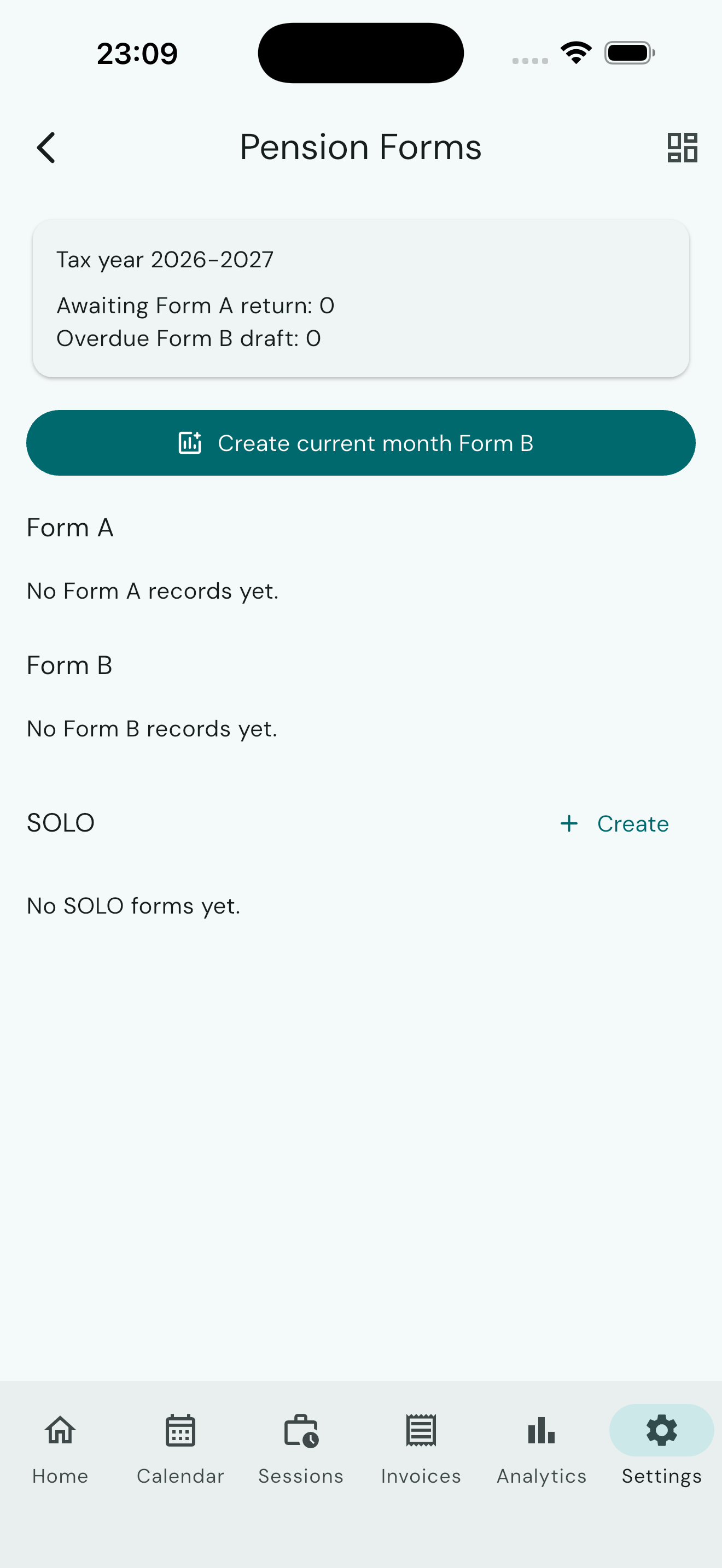 Form B generation in Pension forms