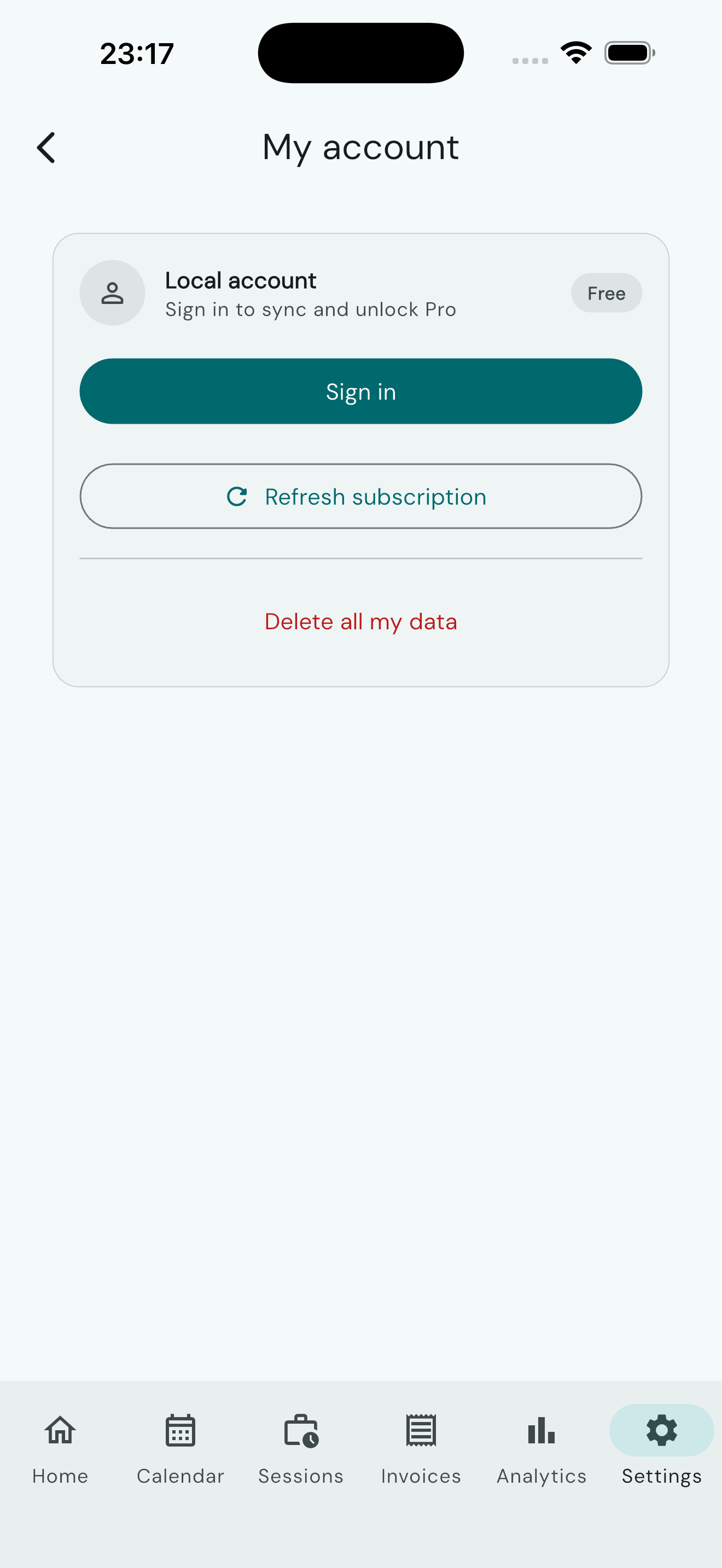 Restore purchases on the subscription screen