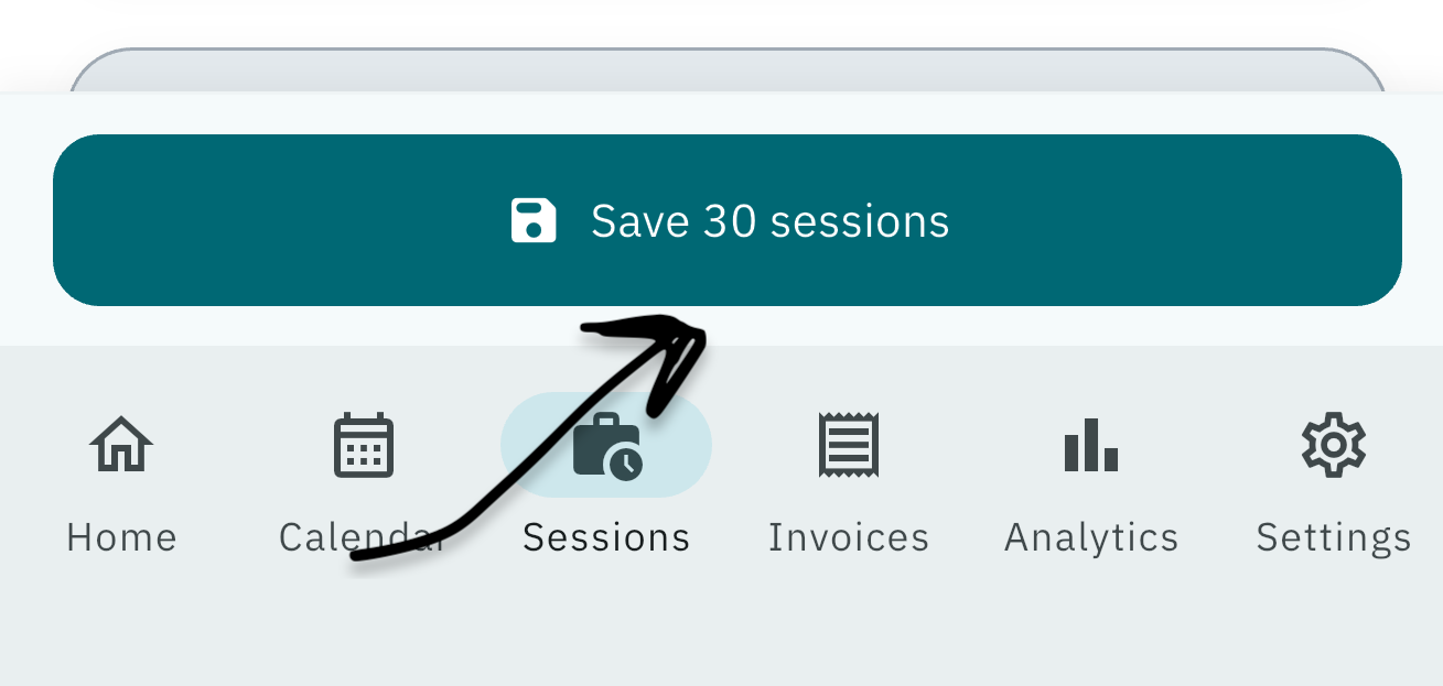 Save sessions button above the Sessions tab