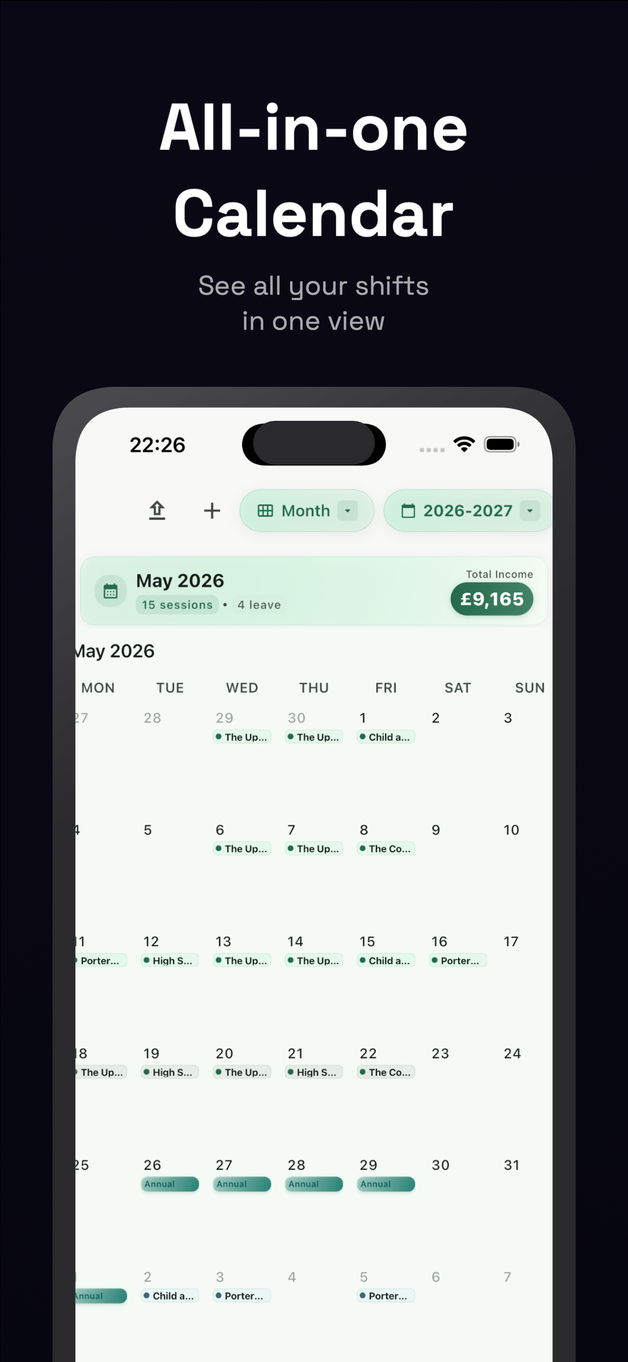 LocumBook calendar screen